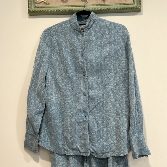 Vintage Simone Chin Chin cotton 2 piece set heathered blue women’s set medium - Picture 2 of 11